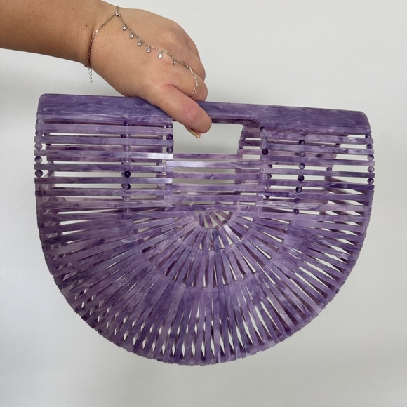 Cult Gaia Acrylic Ark Clutch Bag Purse Lavender HTF Excellent condition - Picture 4 of 6